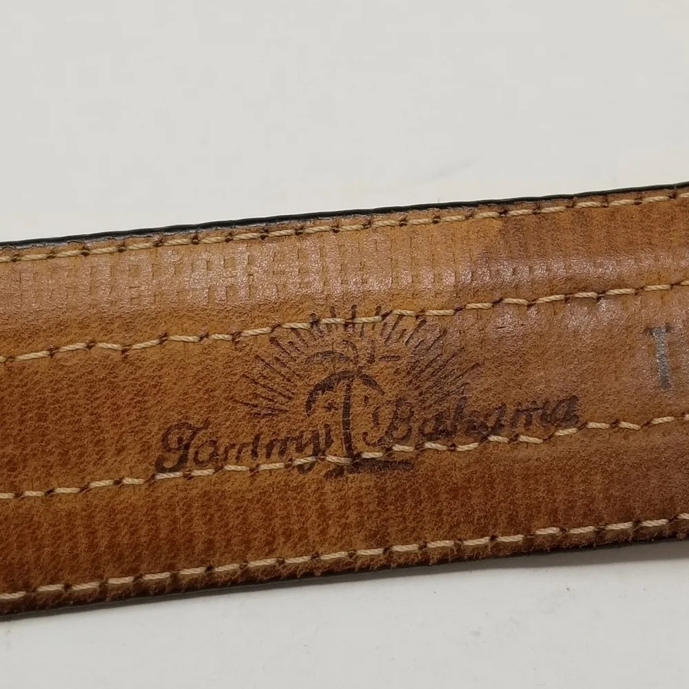 Tommy Bahama Braided Leather Belt Men's Size 36 Brown Tan Western Silver Tone